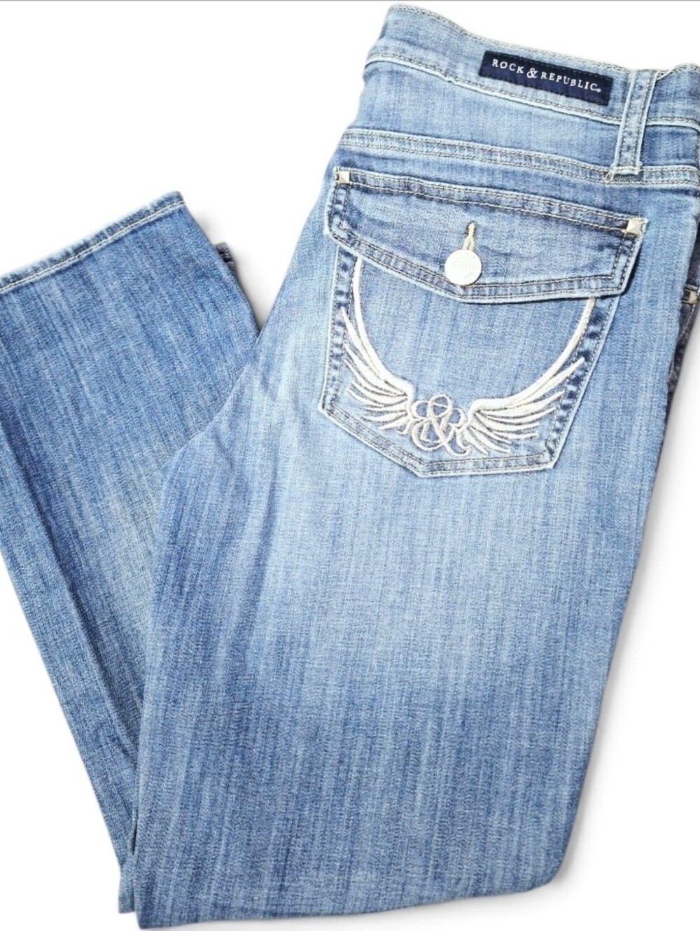 Rock & Republic Women's Angel Wing Pocket Denim Jeans~Size 14